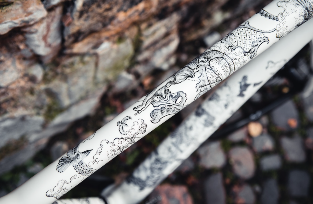 2022 Festka Kafka on a bike paintwork toptube