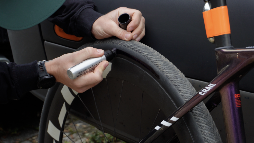 2025 Gravel Worlds Tech Gallery logos being drawn over on unreleased tyre