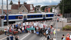Bicester level crossing underpass campaign marchers