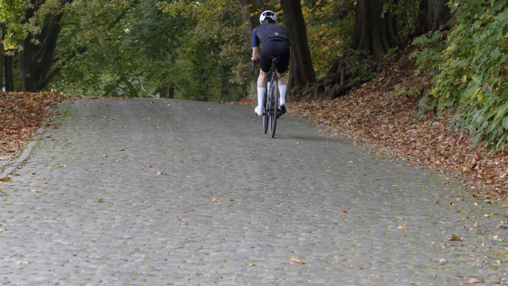 Liam Rides Kemmelberg cobbled climb