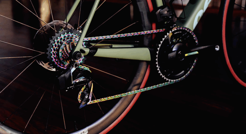2023 Sram Force AXS oil slick Red chain and cassette