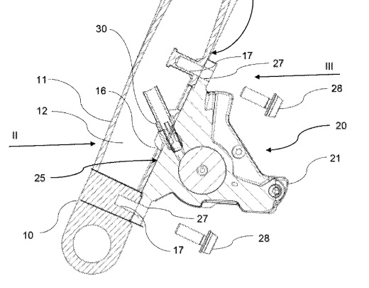 Shimano US 10442493 B2, disc brake internal routing - 1