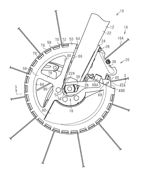 Shimano US Patent US 10746241 B2 disc brake internal routing - 1