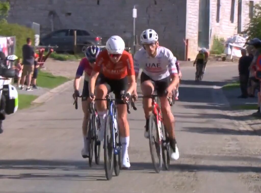 Spectator rides on course during Liège-Bastogne-Liège Femmes