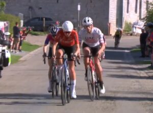 Spectator rides on course during Liège-Bastogne-Liège Femmes