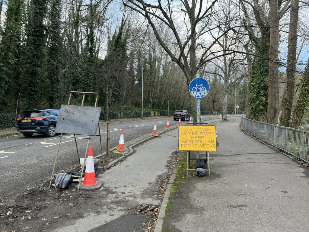 Stranmillis embankment cycle lane works, Belfast