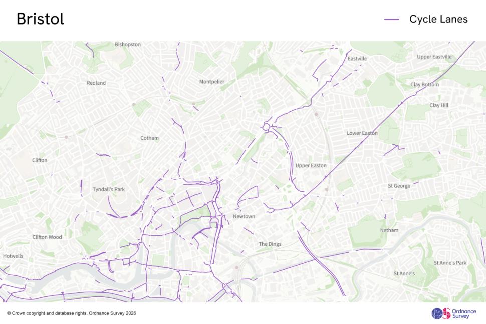 Bristol cycle lane map