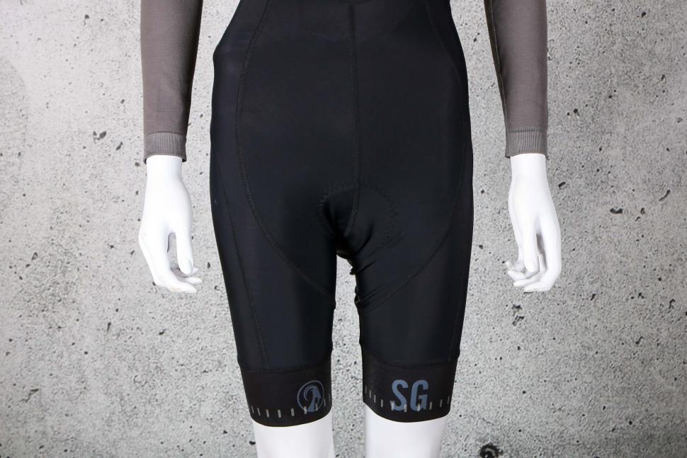 2022 Stolen goat Womens Black Ibex Bodyline Bib Shorts - legs front.jpg