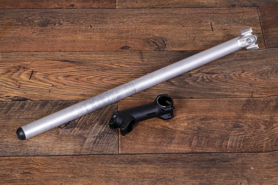 2022 Vello Rocky folding bike - spare extra long seatpost and longer stem.jpg