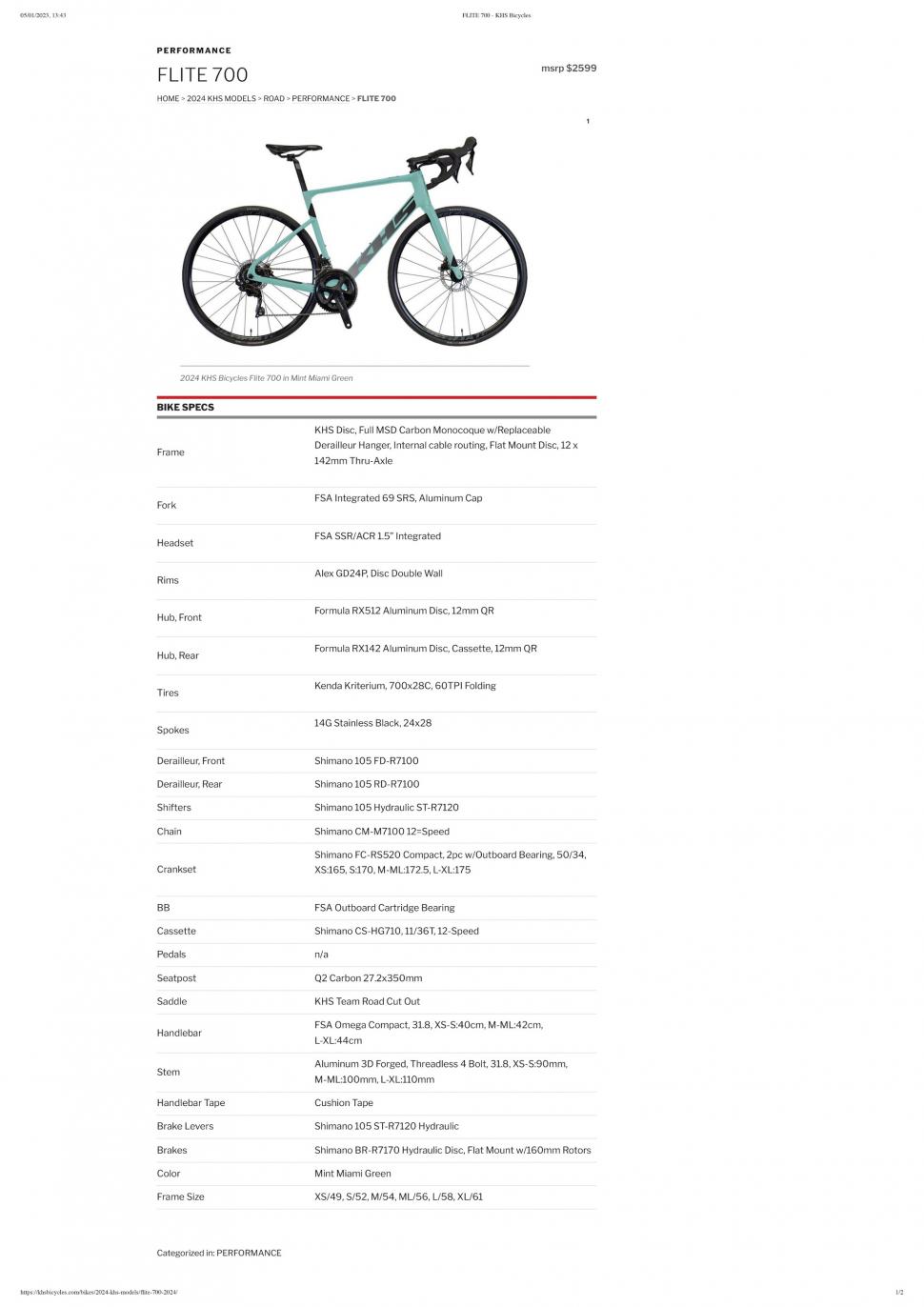2023 KHS Shimano 105 mechanical - 1