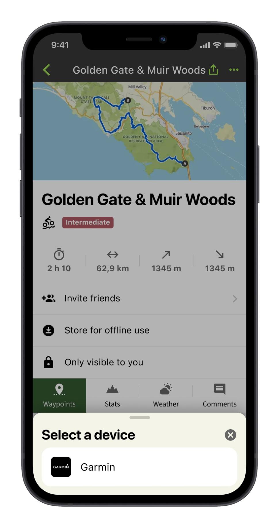 2023 Komoot Garmin send to device