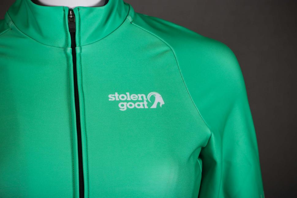 2023 Stolen Goat Womens Green Kiko Bodyline LS Jersey - chest logo.jpg