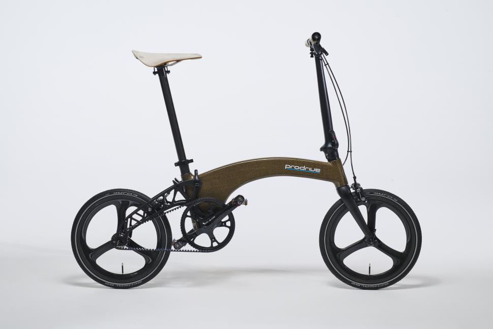 2024-05-01 Prodrive Folding Bike - Single Speed - Belt Flax Brooks Seat - Side