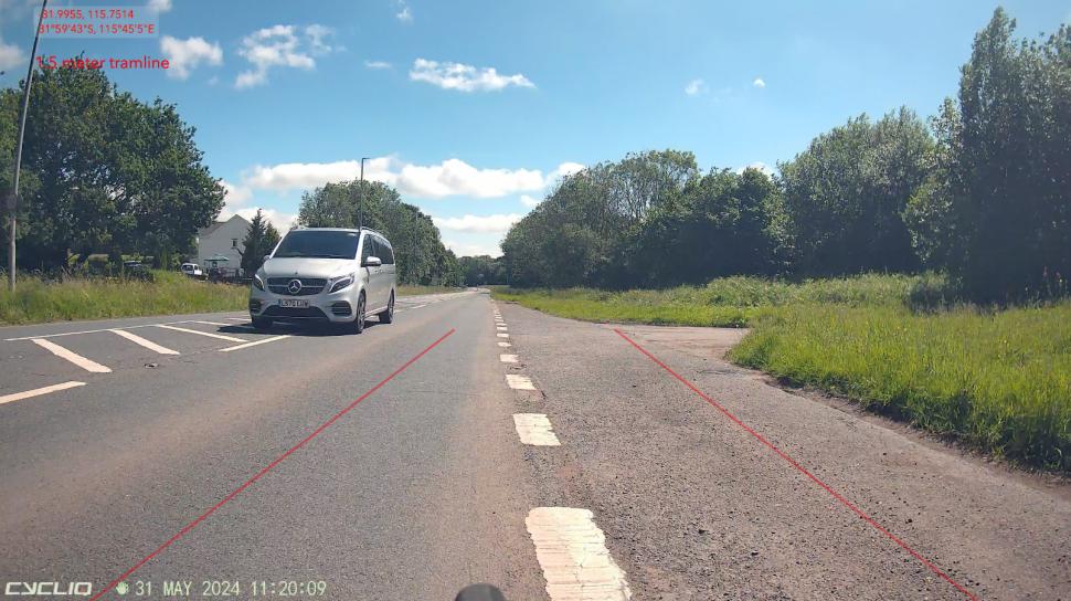 2024 Cycliq Fly6 Pro - Tramline overlay