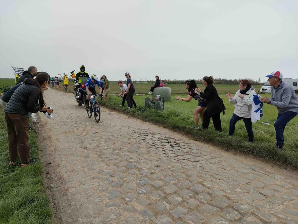 2024 Paris Roubaix Movistar rider (image: Ryan Mallon)