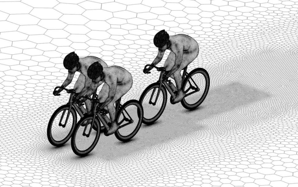 2025 Aerodynamic drag in small cyclist formations- how to best shield the protected rider - three riders