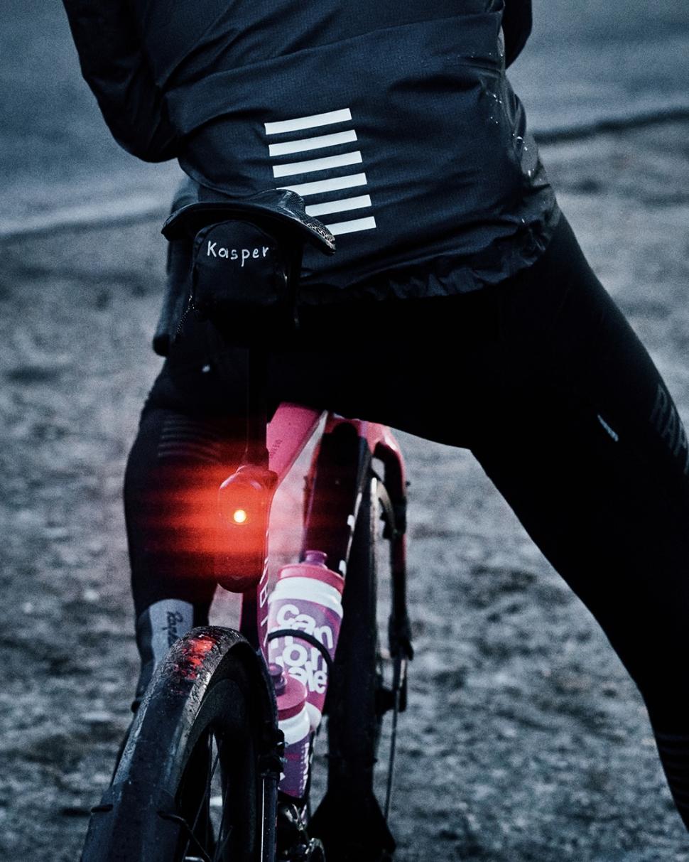 2025 Rapha Pro Team Lightweight Gore-Tex Jacket on bike 