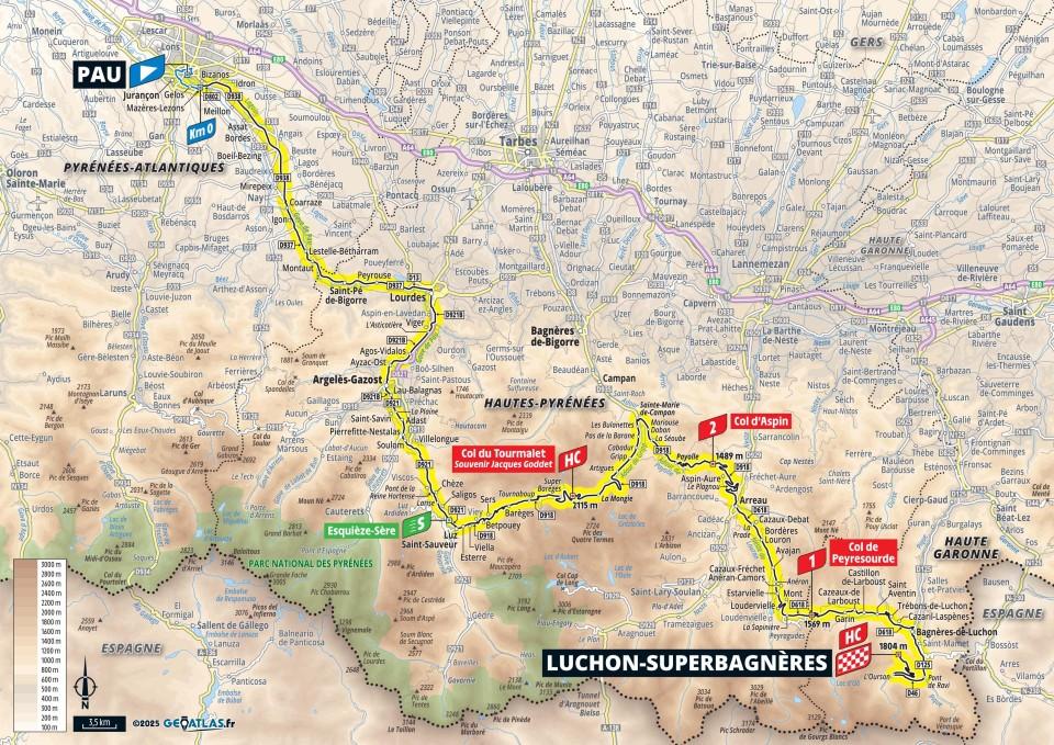 2025 Tour de France stage 14 map