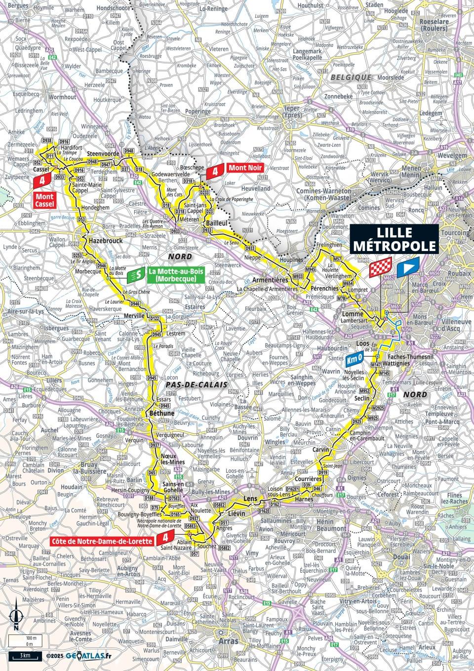 2025 Tour de France stage one map