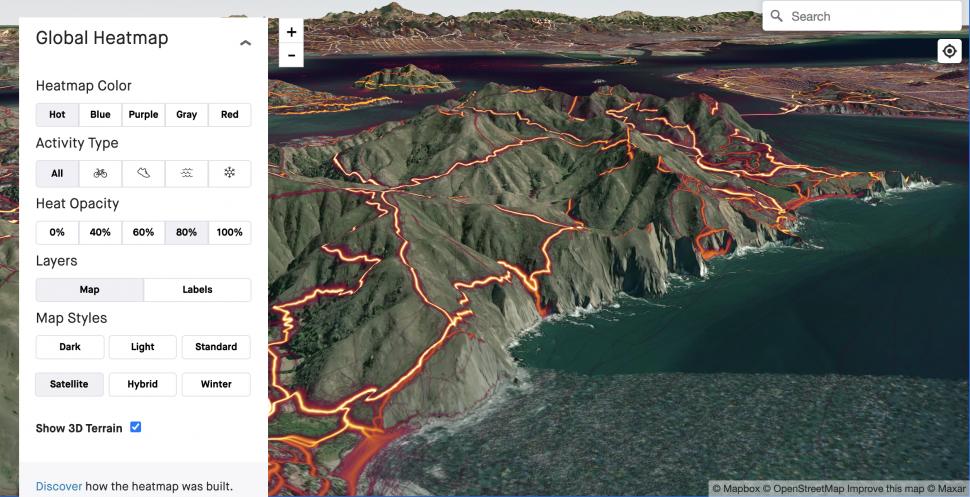 2021 Strava 3d view Global Heatmap_July1