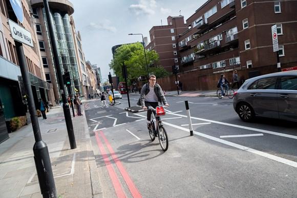 Transport for London Aldgate cycle lane