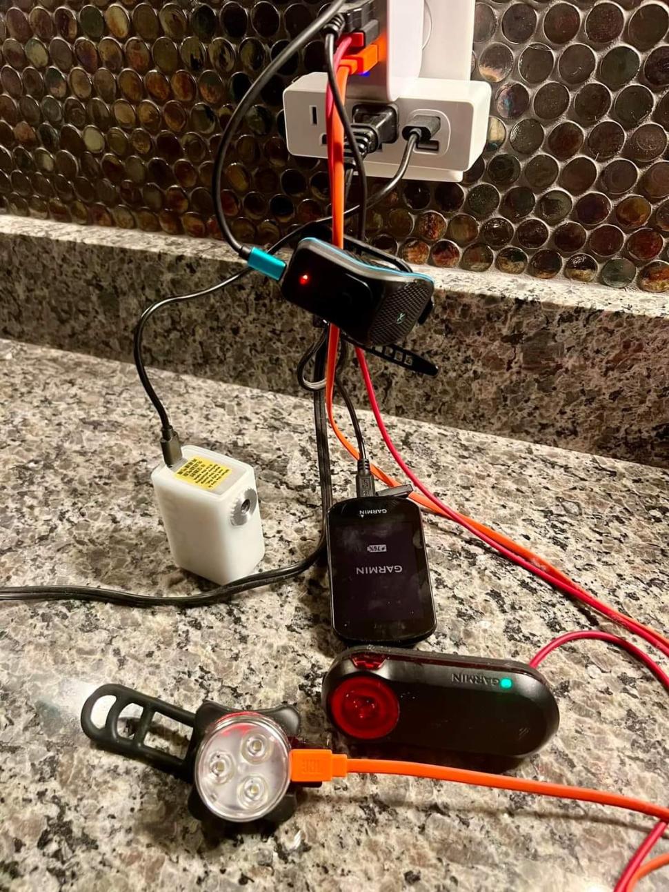 Pre-ride charging routine (Facebook/Richard Emel)