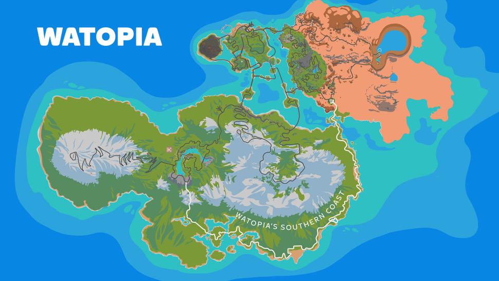 2023 Watopia Southern Coast expansion map