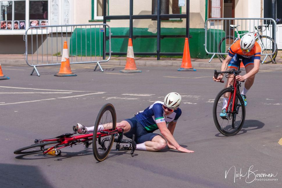 Crash during Active Fakenham Easter Criterium 2022 