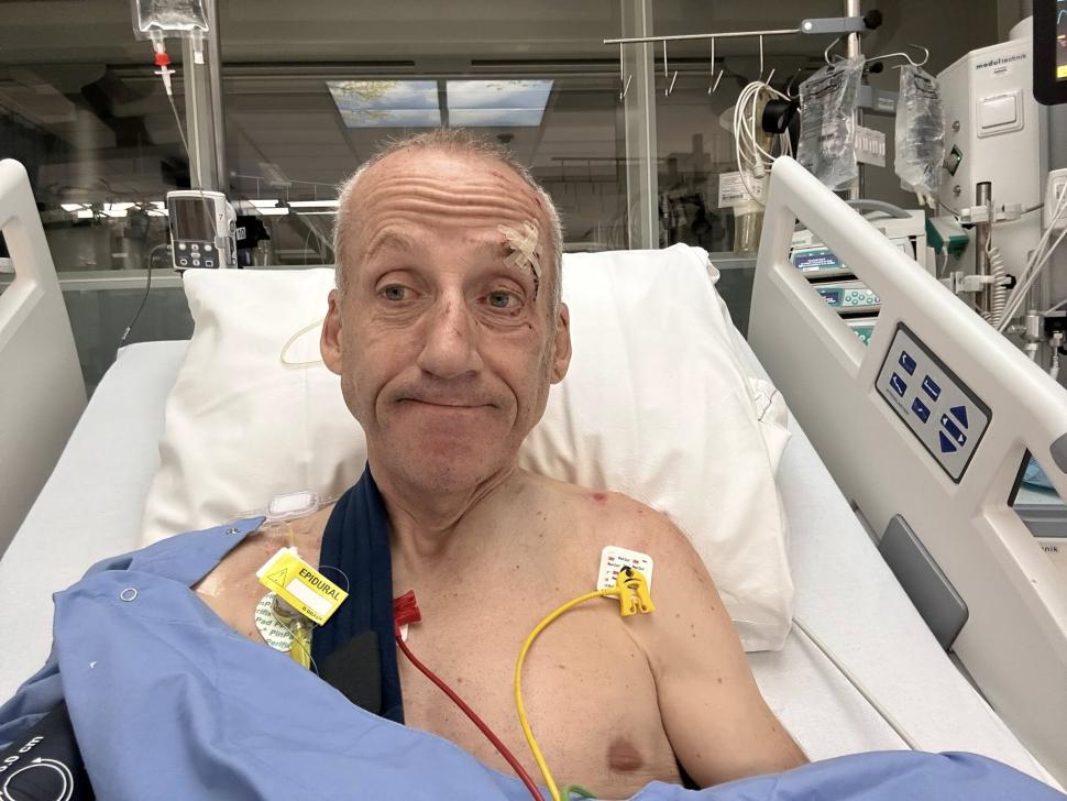 Adrian Timmis after crashing at 2025 gravel world championships
