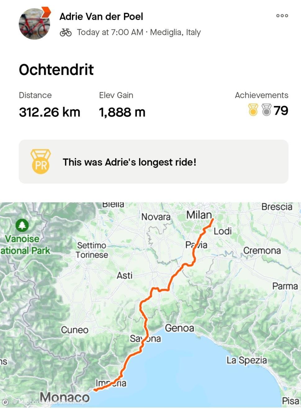Adrie van der Poel, 312km Milan-Samremo ride
