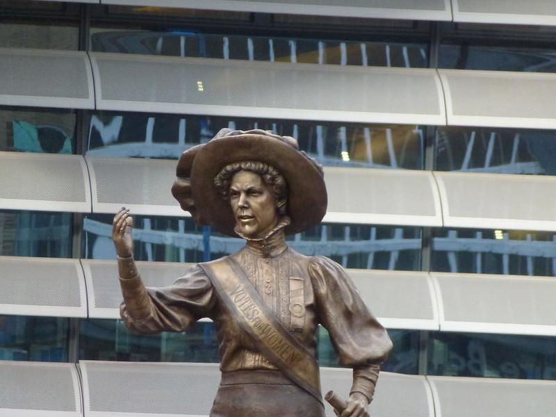 Alice Hawkins statue, Leicester (image by Kiran Parmar on Flickr, CC BY 2.0 DEED)