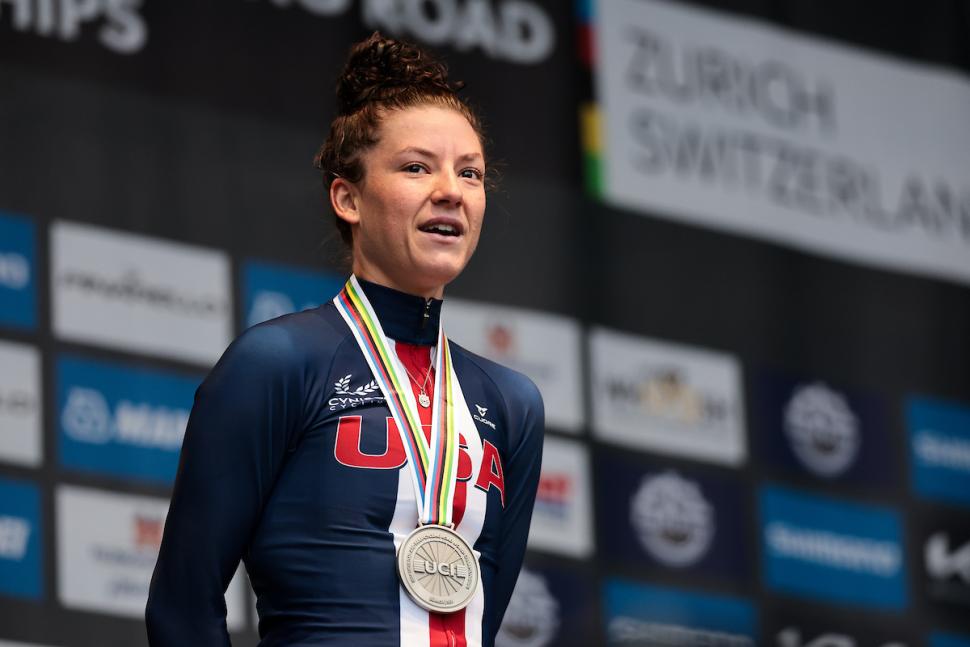 Chloe Dygert at 2024 UCI Road World Championships (Alex Whitehead/SWpix.com)