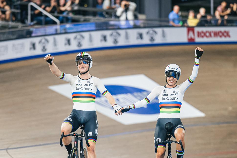Lotte Kopecky and Shari Bossuyt of Belgium, UCI Track Nations Cup (Alex Whitehead/SWpix.com)