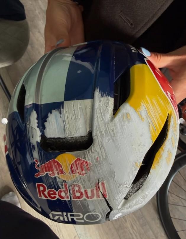 Zoe B&auml;ckstedt&rsquo;s cracked helmet after training crash