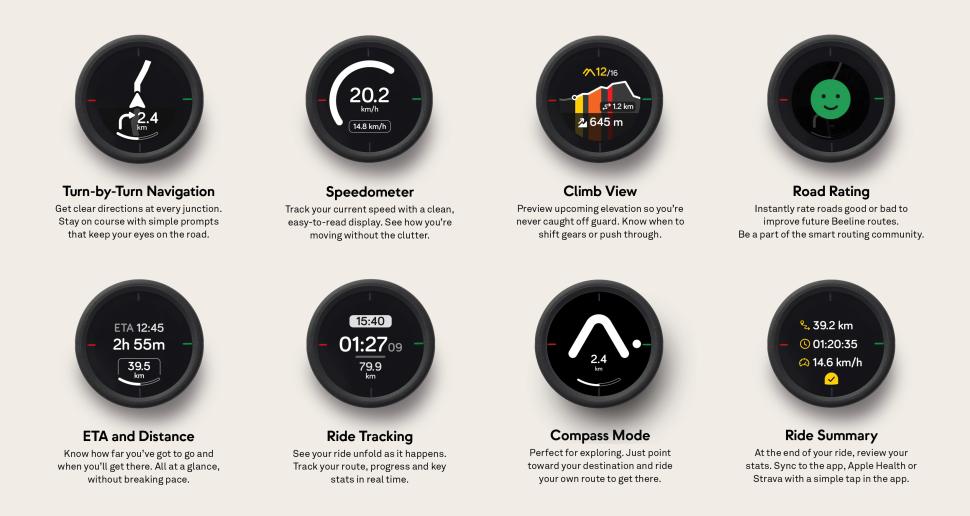 Beeline device screens