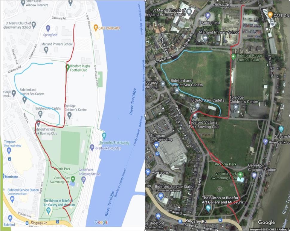 Bideford proposed cycle lane route (Torridge District Council)