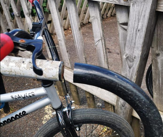 Bike rack cut in two at Bitton Railway Station (credit – Elizabeth Silver, Facebook)