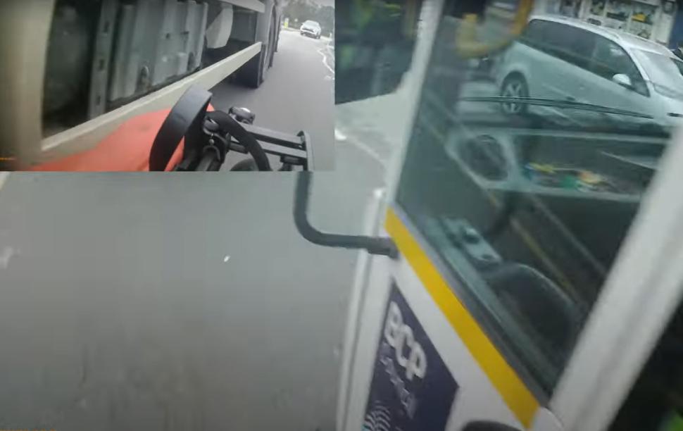 Bin lorry close pass, Wimborne Road, Bournemouth (Dorset Safer Roads, YouTube)