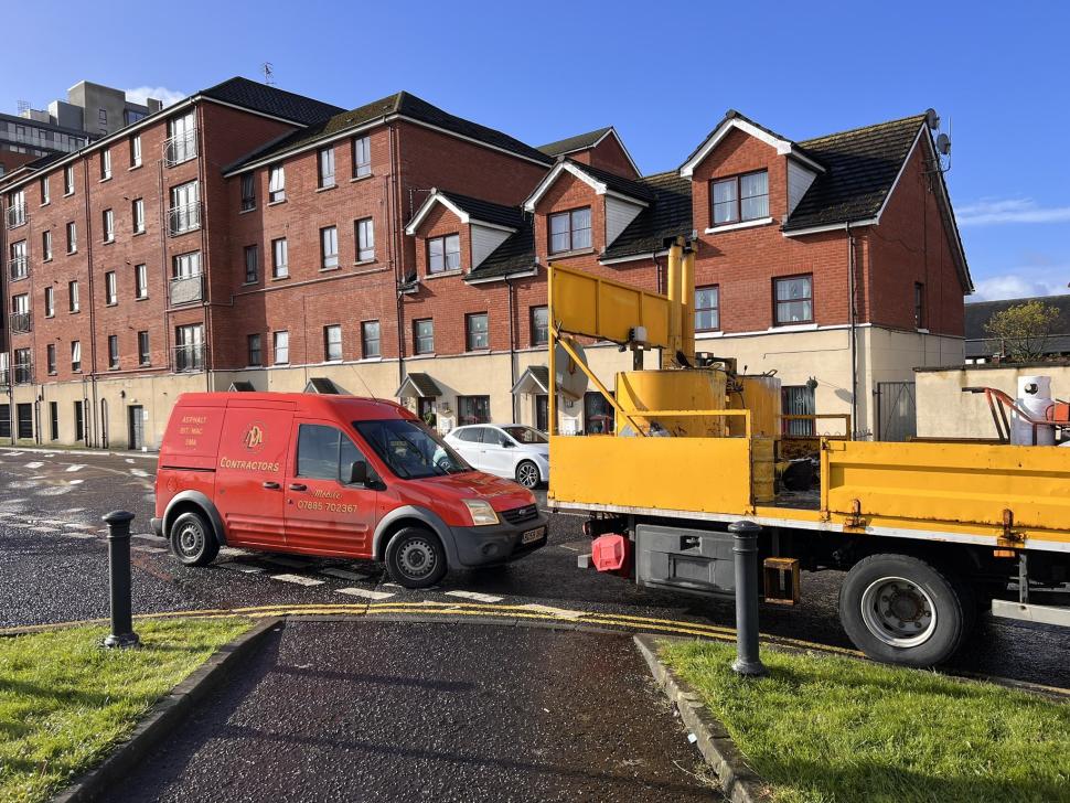 Blocked cycle route, Belfast (Dominic Bryan)