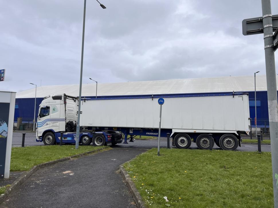 Blocked cycle route, Belfast (Dominic Bryan)
