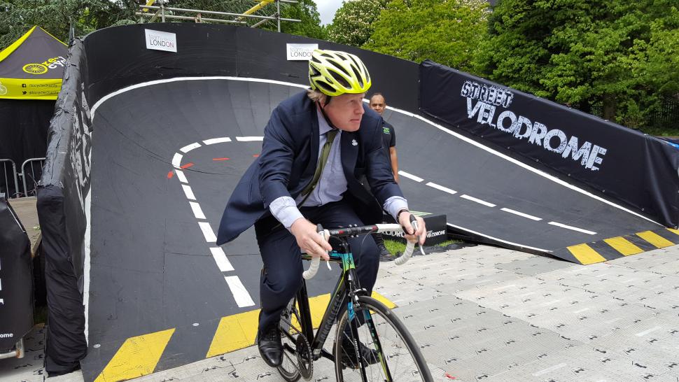 Boris Johnson at the Street Velodrome in London image via Street Velodrome