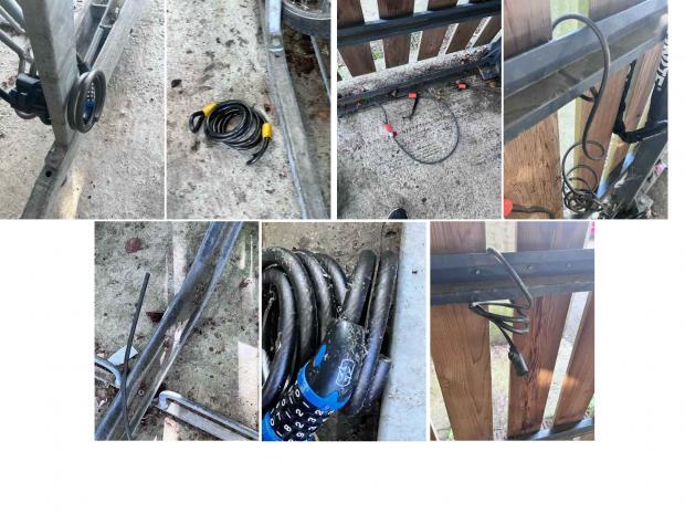 Broken locks at Winchester train station (Cycle Winchester)