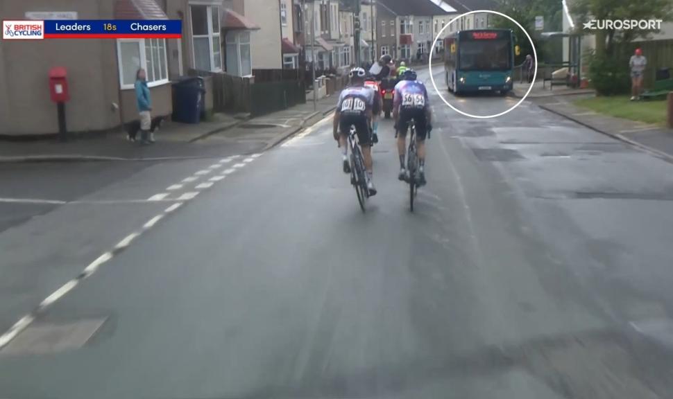 Bus spotted on course at 2023 British national championships (Brian Smith, Twitter)