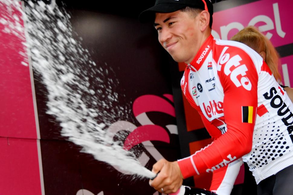 Caleb Ewan after winning Stage 8 of 2019 Giro d'Italia (picture credit RCS Sport).JPG