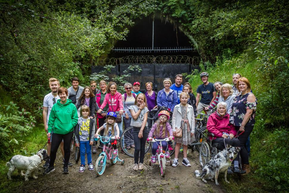 Campaigners at the entrance to the Queensbury Portal.jpg