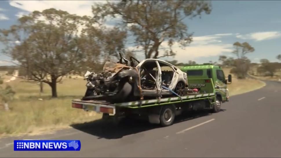 The car after the crash in Armidale, Australia (credit: NBN Television)