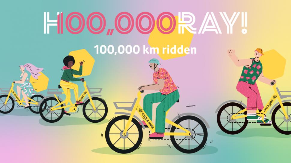 Cycle hire 100,000km ridden graphic (press release Transport for Greater Manchester)