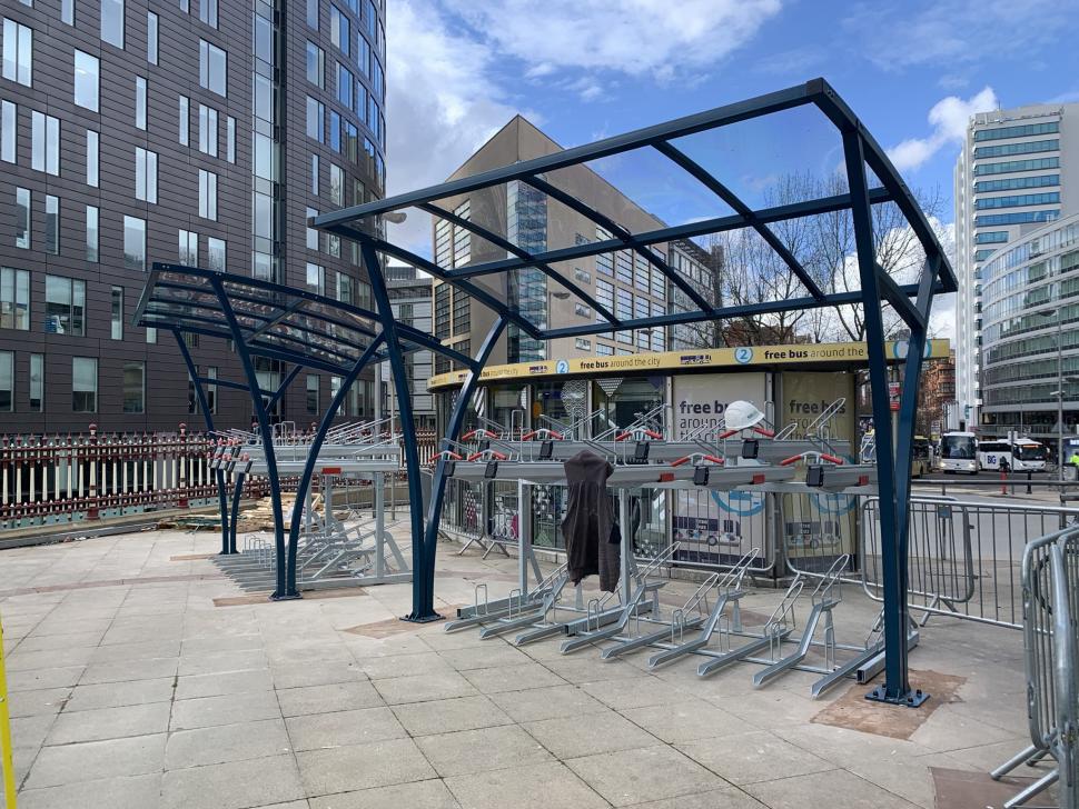 Double decker bike racks in Manchester Piccadilly station