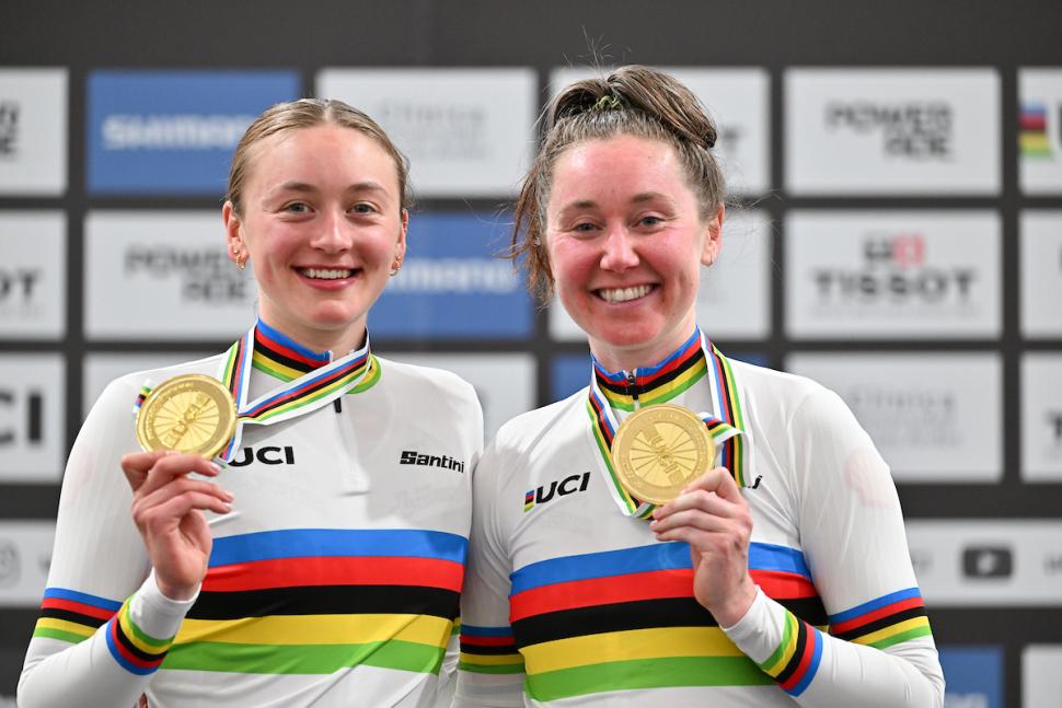 Katie Archibald and Maddie Leach madison gold at 2025 UCI Track World Championships