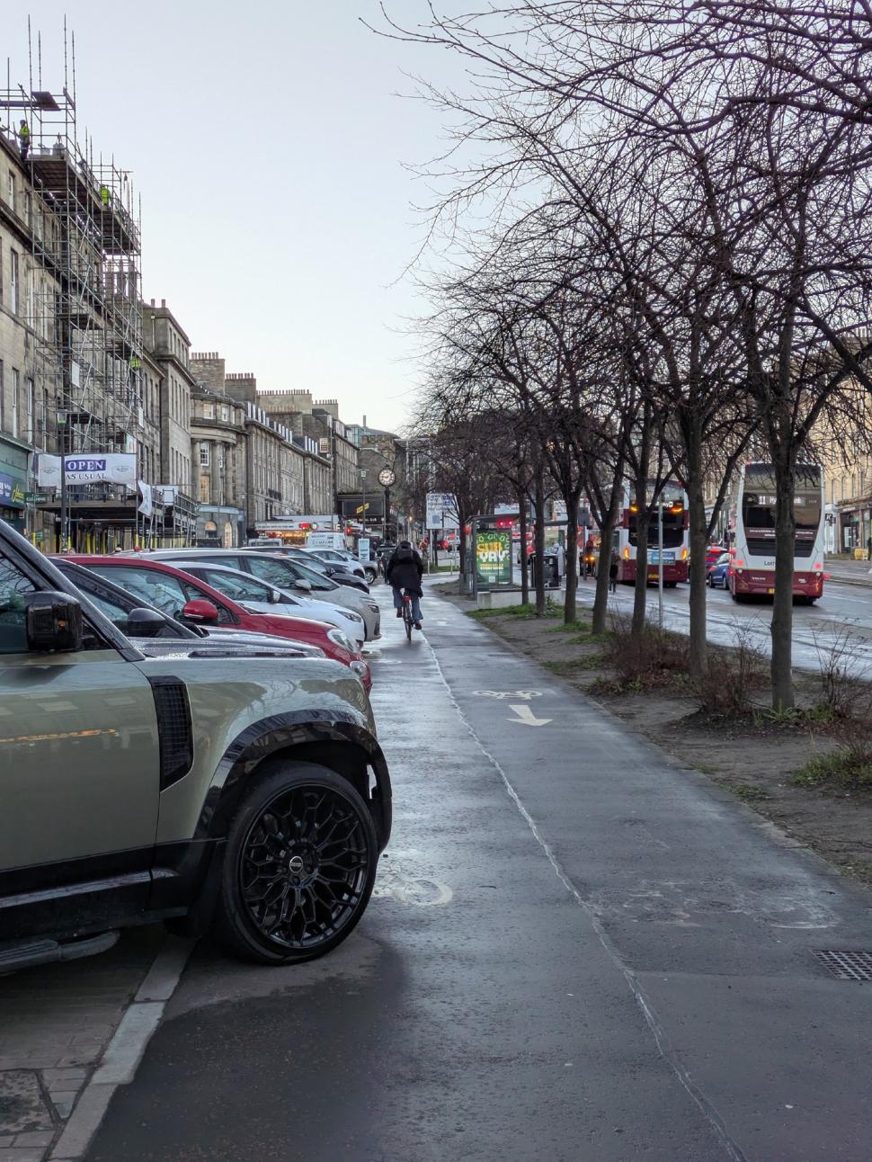Elm Row cycle lane parking, Edinburgh